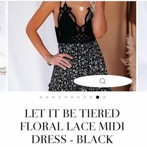 Vici Dolls Black Lace Floral Midi Dress